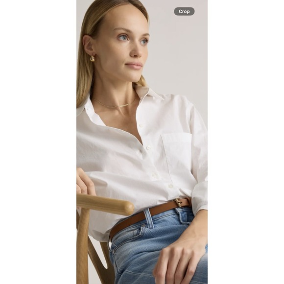 Quince Tops - Quince 100 Organic Cotton Poplin Long Sleeve Boyfriend Shirt Size S White NWT